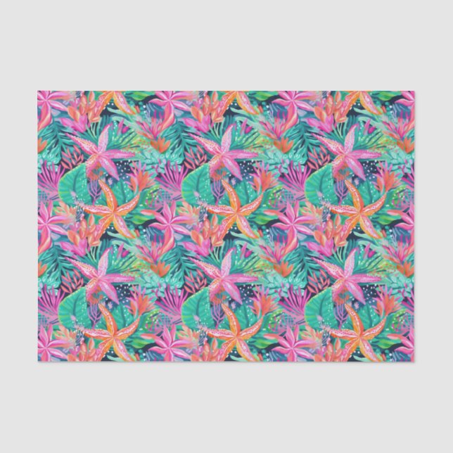Papier Mousseline Palm Beach L'île tropicale Sous-marine Starfish (Recto)