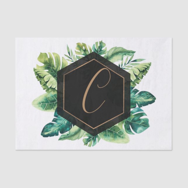 Papier Mousseline Palm Feuille Blanc Or Élégant Tropical Été (Recto)