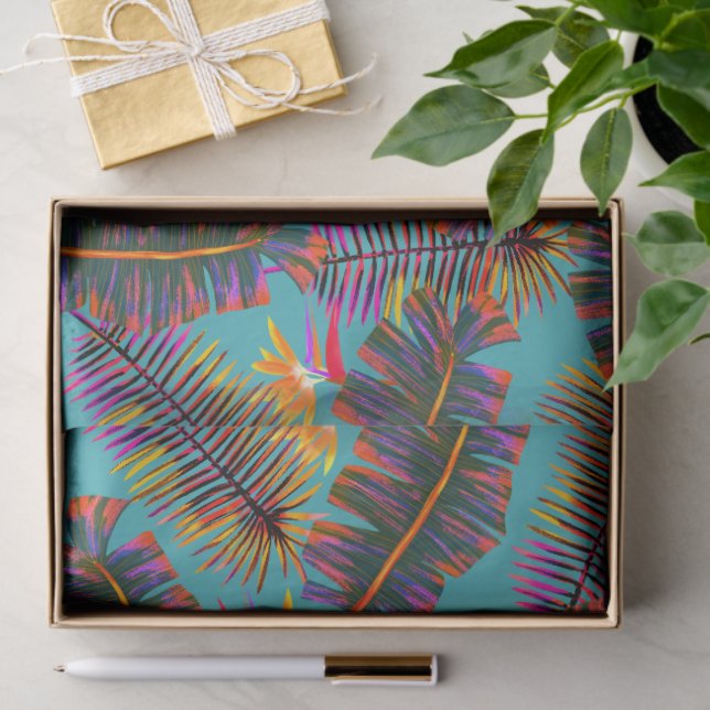 Papier Mousseline Palm Paradise Teal (Cadeau)