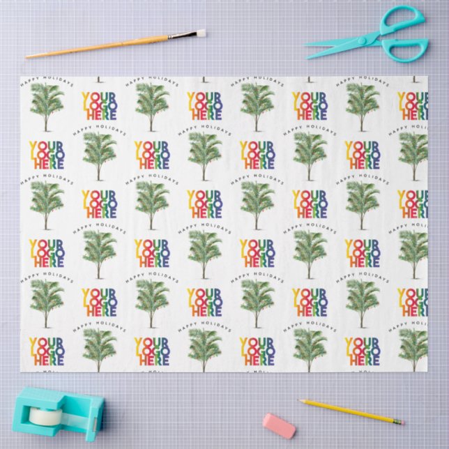 Papier Mousseline Palm Tree Business Logo Carte de Noël (Artisanat)