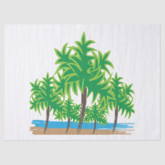 Papier Mousseline Palm Trees Plage de l'île tropicale