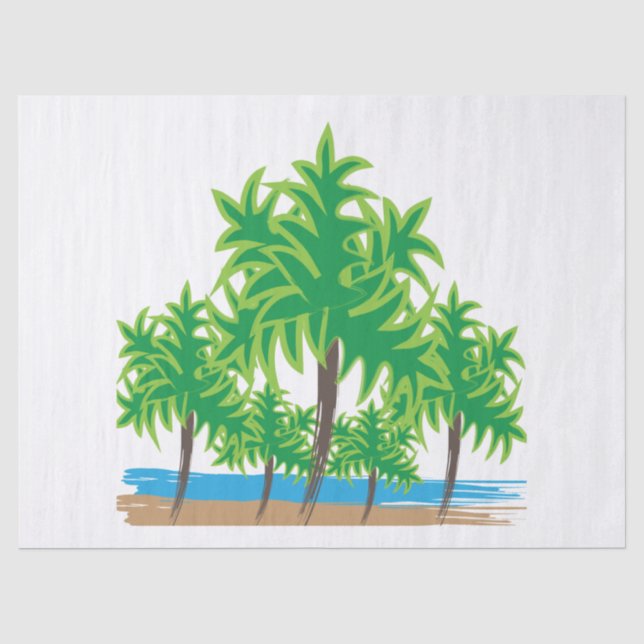 Papier Mousseline Palm Trees Plage de l'île tropicale (Recto)