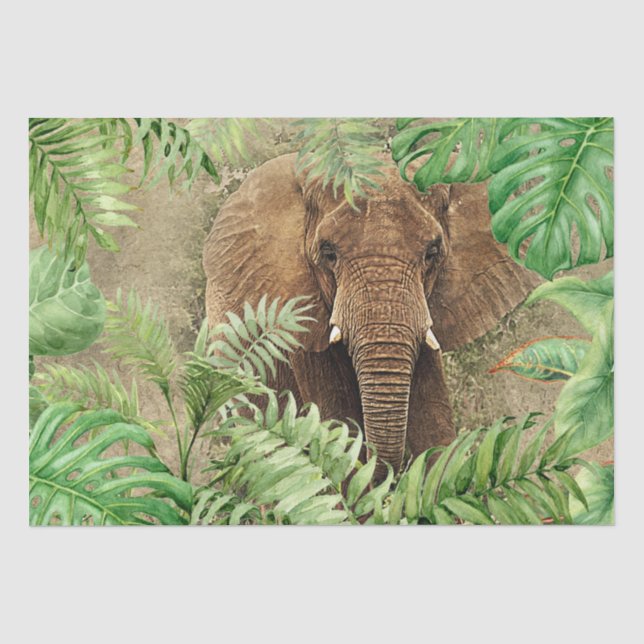 Papier Mousseline Palme tropicale éléphant (Recto)