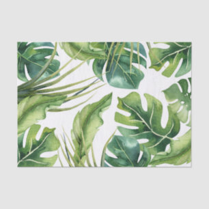Papier Mousseline Palmettes tropicales élégantes vertes d'été chics