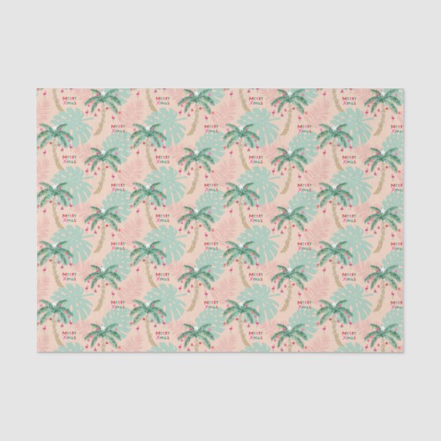 Papier Mousseline Palmier de Noël tropical Joyeux Noël Découpage (Recto)