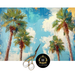Papier Mousseline Palmiers Santa Monica Californie Decoupage