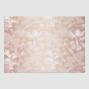 Papier Mousseline Palmiers tropicaux modernes Rose Or Blanc
