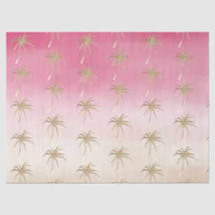 Papier Mousseline Palmiers tropicaux Peach Pink Gold