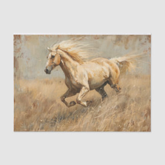 Papier Mousseline Palomino Horse Running Huile Peinture Découpage
