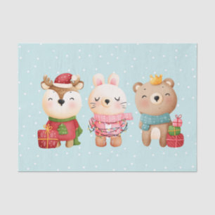 Papier Mousseline Pals de Noël - Rennes, Ours et Lapin