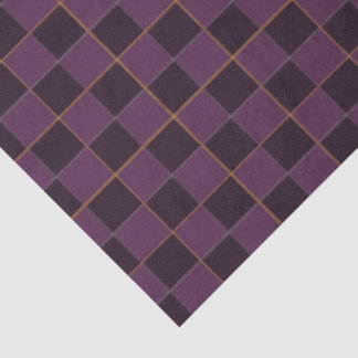 Papier Mousseline Panache prune et doré à carreaux