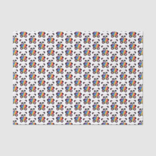 Papier Mousseline Panda Aquarelle Cute Avec Coeur Arc En Ciel