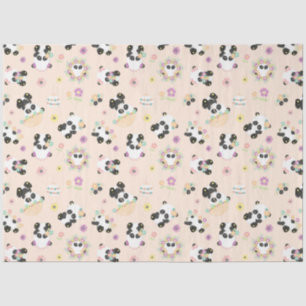 Papier Mousseline Pandas orientales mignonnes Motif sur beige