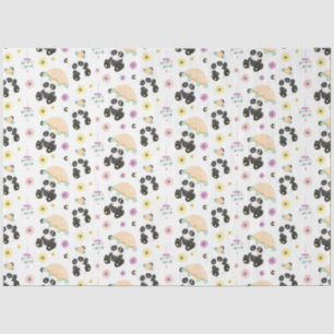 Papier Mousseline Pandas orientales mignonnes Motif sur blanc