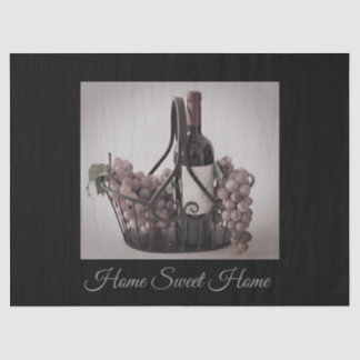 Papier Mousseline Panier en fer forgé de vin et de raisins