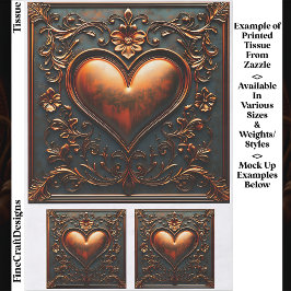 Papier Mousseline Panneau cardiaque en bronze orné/Carreau EJ6 Décou