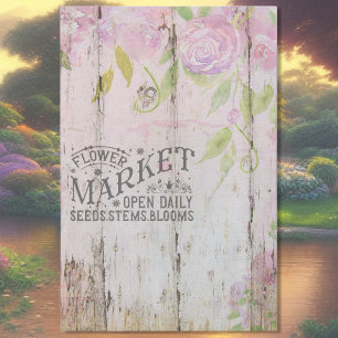 Papier Mousseline Panneau Rustique du marché aux fleurs d'aquarelle