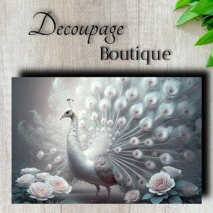 Papier Mousseline Paon Blanc Découpe