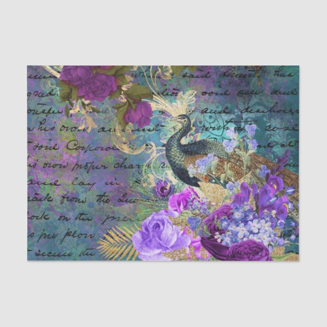 Papier Mousseline Paon floral (Recto)