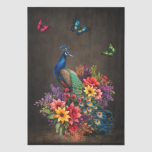 Papier Mousseline Paons et papillons floraux découpage