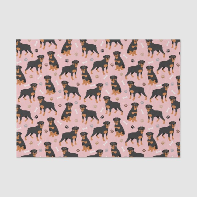 Papier Mousseline Paper de Rottweiler Dog Bones and Paws Tissue (Recto)
