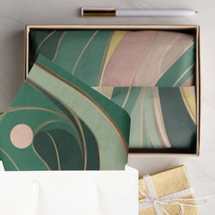 Papier Mousseline Papier à envelopper abstrait rose vert Sage 3 feui