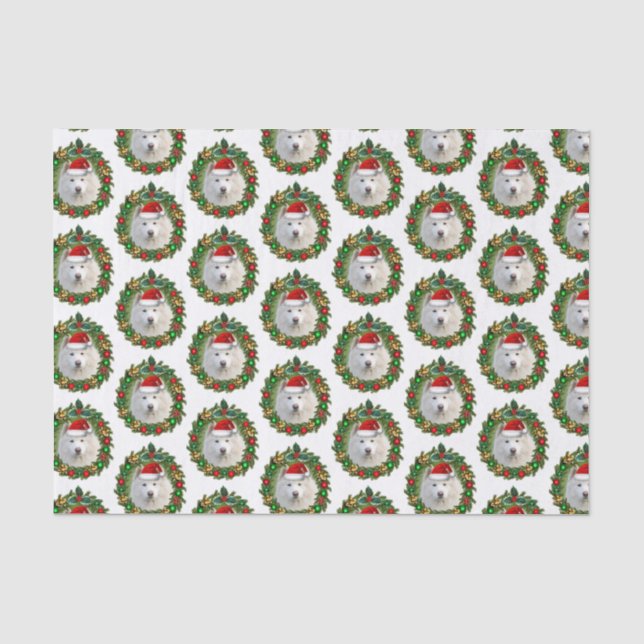 Papier Mousseline Papier à mouchoir de Noël Samoyé (Recto)