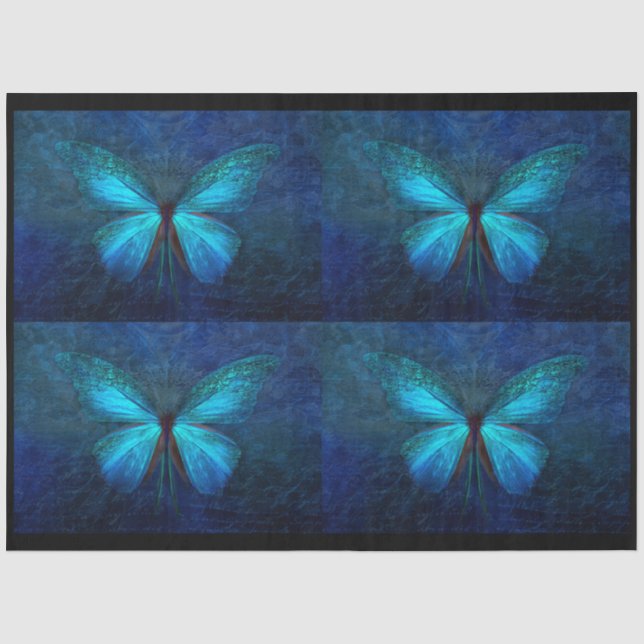 Papier Mousseline Papier bleu papillon 4 découpage papier de tissus (Recto)