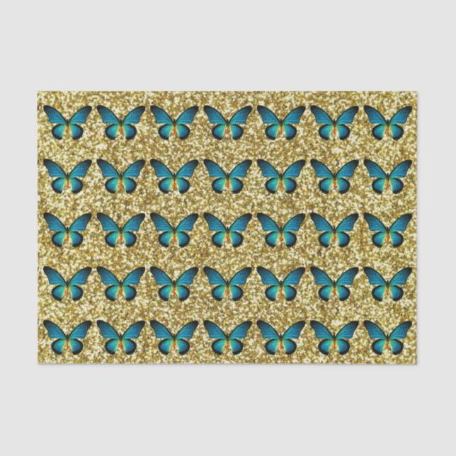 Papier Mousseline Papier Bleu Sur Papier Tissu Parties scintillant O (Recto)