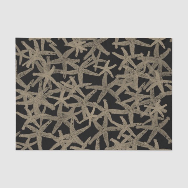 Papier Mousseline Papier cadeau tatouage étoile de mer taupe noir (Recto)