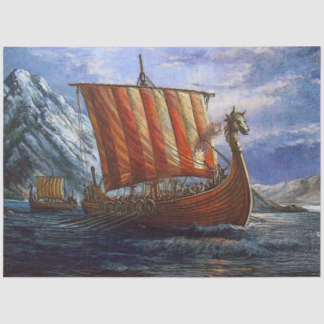 Papier Mousseline Papier cadeau Viking Ship (Recto)