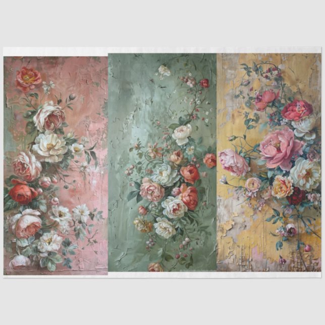 Papier Mousseline Papier De Décopauge Floral Pour Tableaux. (Recto)