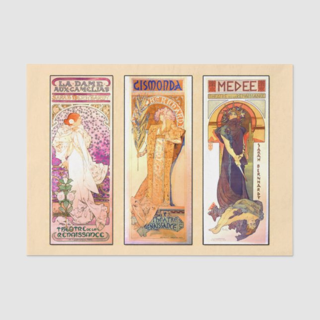 Papier Mousseline Papier de découpage 10"x15" - Alphonse Mucha 27 (Recto)