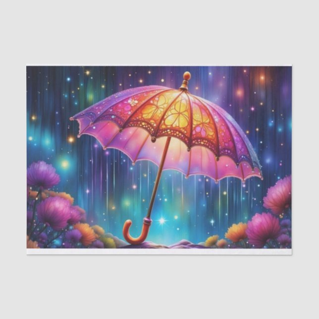Papier Mousseline Papier de découpage à parapluie blanc rose néon (Recto)