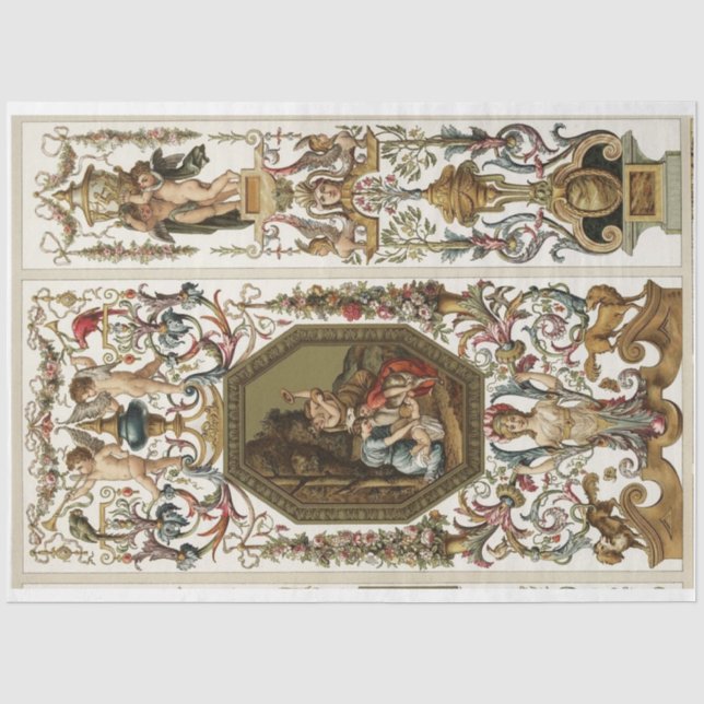 Papier Mousseline Papier de découpage baroque or orné (Recto)