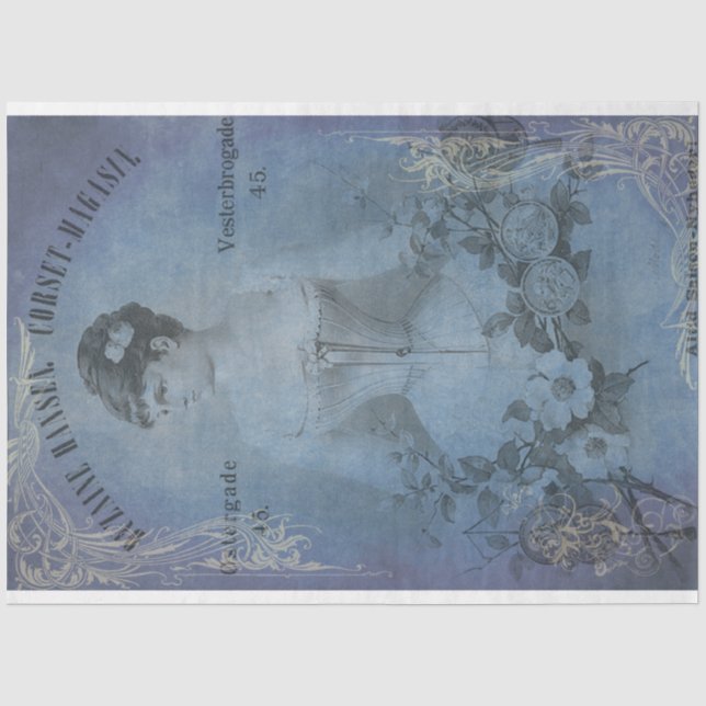 Papier Mousseline Papier de découpage bleu dépoli pour dames (Recto)