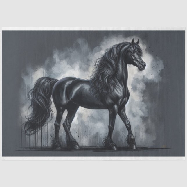 Papier Mousseline Papier de découpage "Cheval de l'Arabie Noire" (Recto)