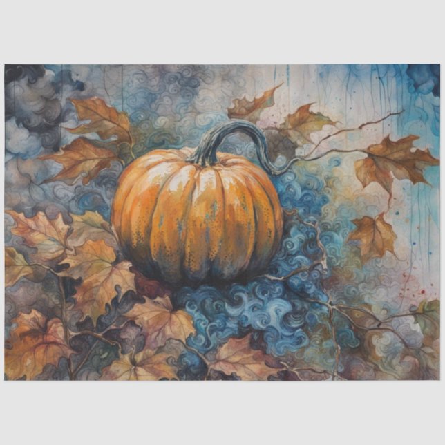 Papier Mousseline Papier de découpage Citrouille d'automne orange (Recto)