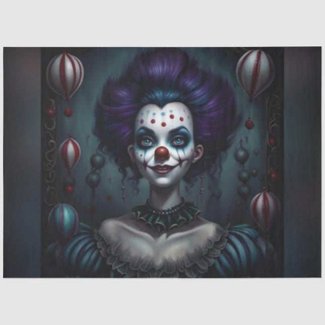 Papier Mousseline Papier de découpage Clown Halloween à cheveux viol (Recto)