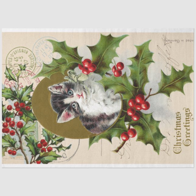 Papier Mousseline Papier de découpage de Noël Cuisine Kittie (Recto)
