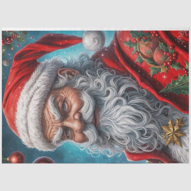 Papier Mousseline Papier de découpage de Noël Russe Père Noël (Recto)