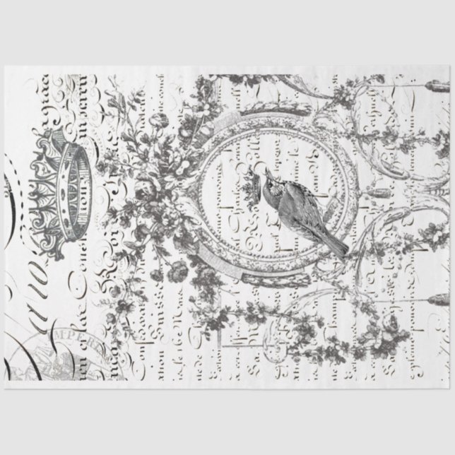 Papier Mousseline Papier de découpage de script d'oiseaux (Recto)