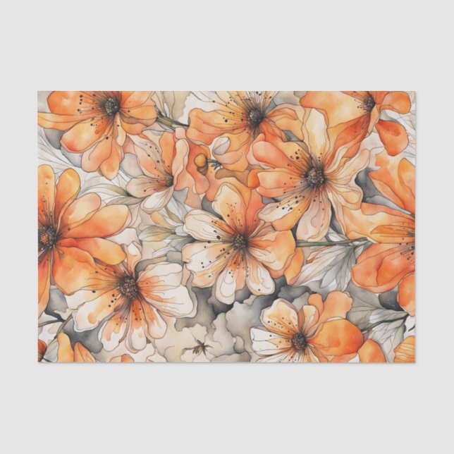 Papier Mousseline Papier de découpage Délicat Orange Aquarelle (Recto)