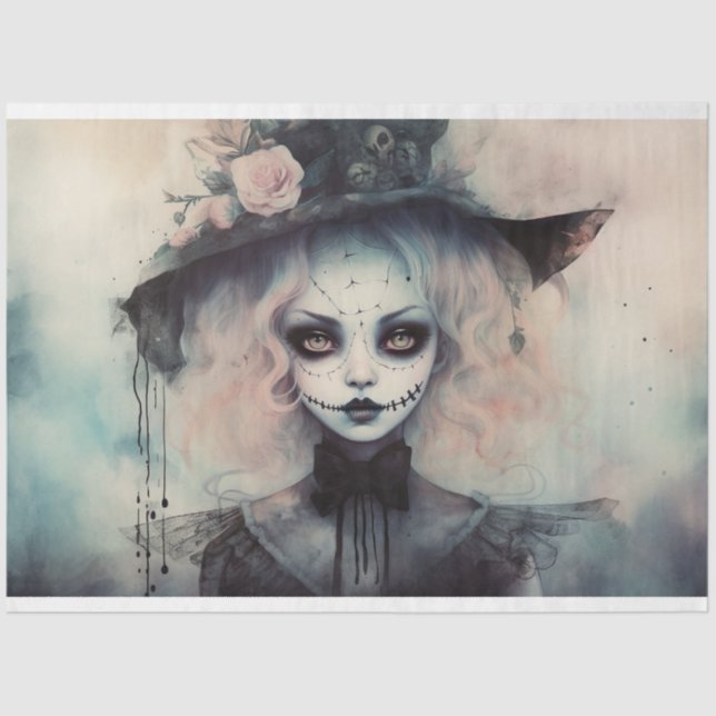 Papier Mousseline Papier de découpage éffrayant fille 5 (Recto)