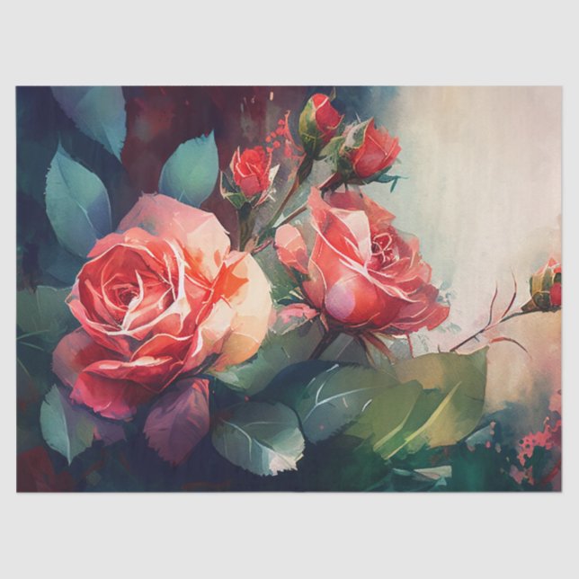 Papier Mousseline Papier de découpage, Enveloppement - Jardin Rose E (Recto)