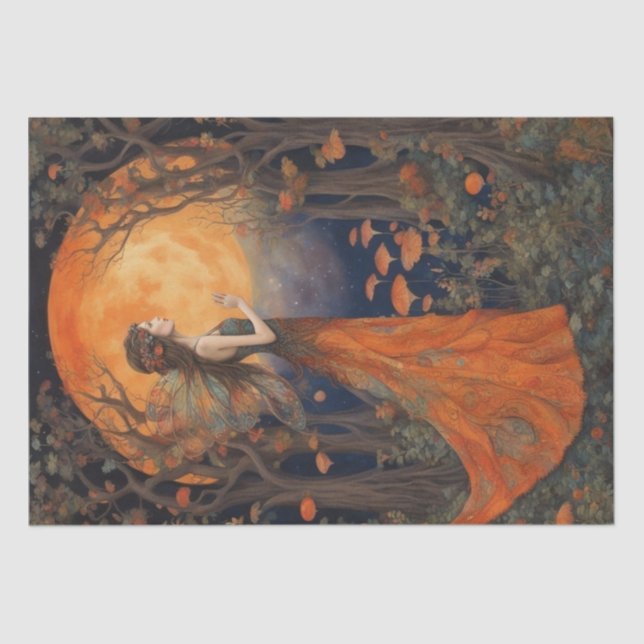 Papier Mousseline Papier de découpage fée d'automne enchaîné (Recto)