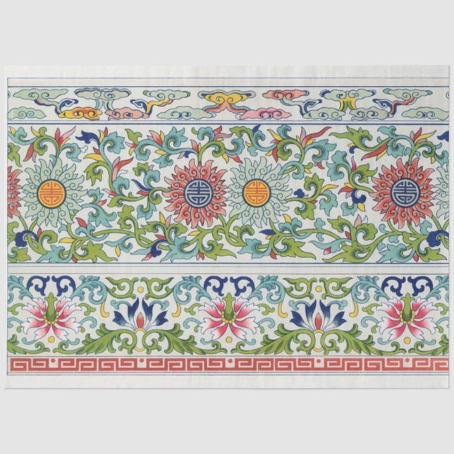 Papier Mousseline Papier de découpage floral asiatique (Recto)
