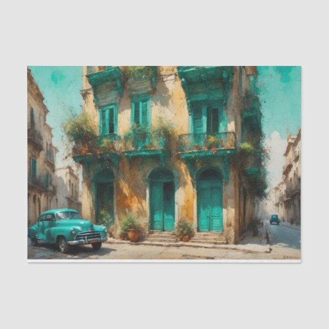 Papier Mousseline Papier de découpage Hazy Havana Cuba (Recto)