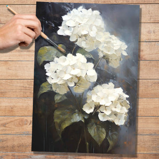 Papier Mousseline Papier de découpage Hydrangea 1 blanc