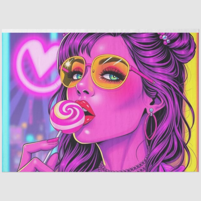 Papier Mousseline Papier de découpage Neon Lollipop | Papier Moussel (Recto)